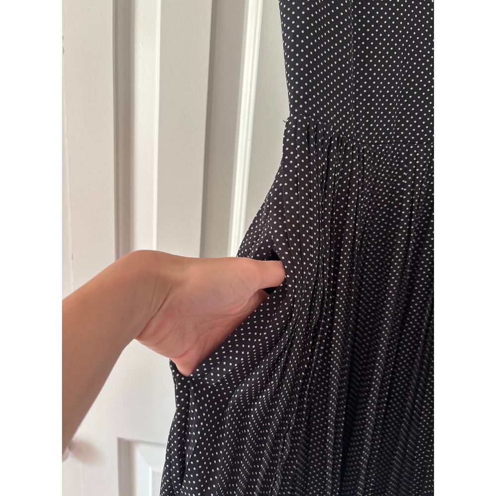 Jack Wills Black White Polka Dot Sleeveless Pleated Shirt Dress Women’s US 2 - Picture 11 of 13